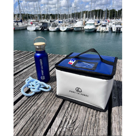 Sacoche isotherme | Lunch box - Bleu & Blanc - personnalisée : marquage