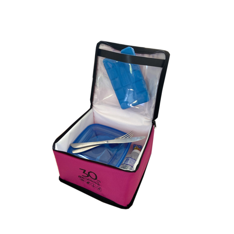 Sacoche isotherme | Lunch box - Personnalisée (Fuschia & Marquage) - Vue intérieure