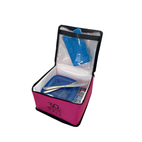 Sacoche isotherme | Lunch box - Personnalisée (Fuschia & Marquage) - Vue intérieure