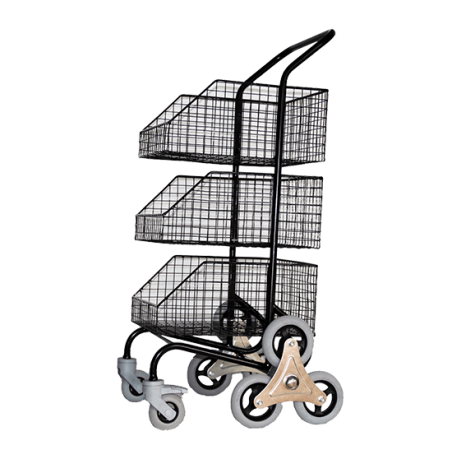 Distribution trolley with 3 baskets