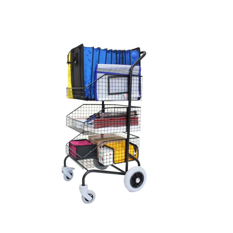Distribution trolley with 3 baskets