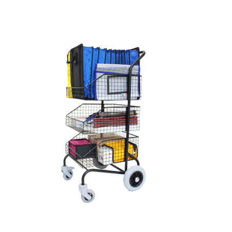 Distribution trolley with 3 baskets