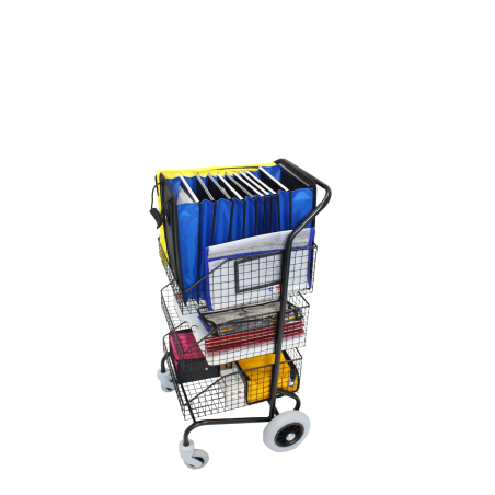 Distribution trolley with 3 baskets