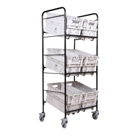 Chariot 6 ou 9 Bacs Postaux 4 Roulettes pivotantes | Distribution et collecte
