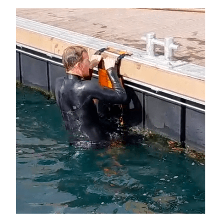 Pontoon emergency ladder