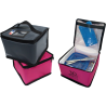 Sacoche isotherme | Lunch box - Gris chiné et Personnalisée (Fuschia & Marquage)