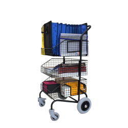 Chariot de distribution et collecte 3 corbeilles fixes