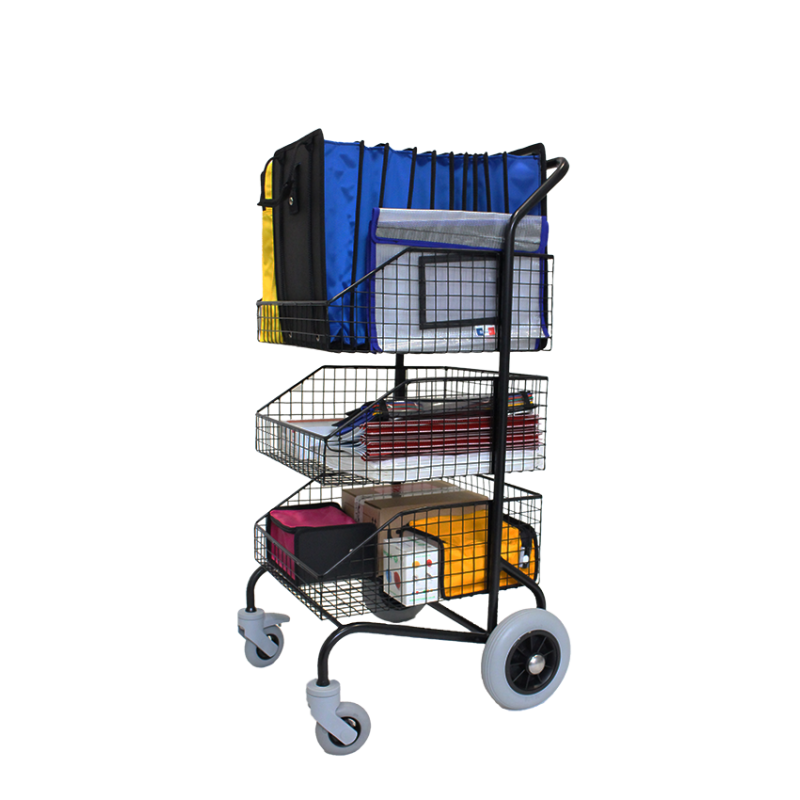 Chariot de distribution et collecte 3 corbeilles fixes