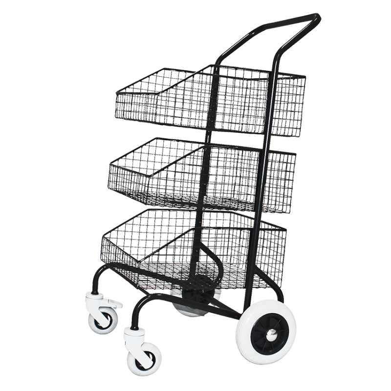 Chariot de distribution et collecte 3 corbeilles fixes