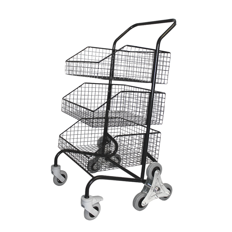 Chariot de distribution et collecte 3 corbeilles fixes