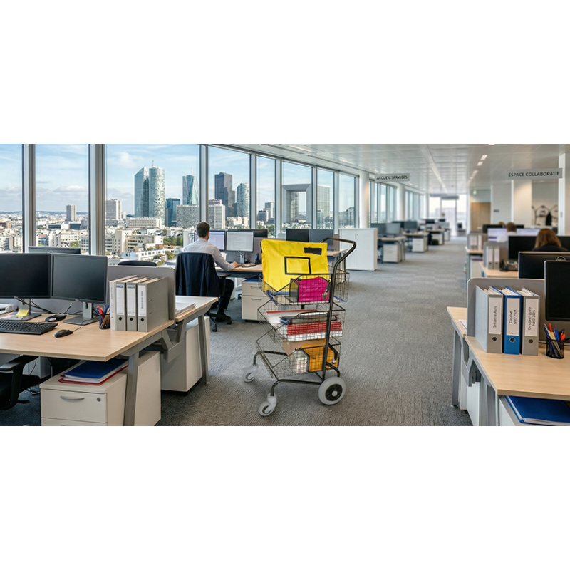 Distribution trolley with 3 baskets