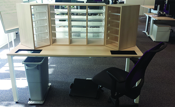 Piètement De Bureau + Plumier Intégré + Découpe Poubelle